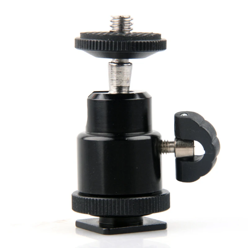 Mayitr 1pc 1/4 inch Black Tripod Ball Head Bracket Aluminum Hot Shoe Adapter Holder Mount for Camera Tripod Shoe Telescope