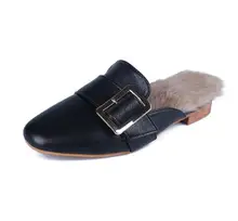 women shoes winter autumn pu leather with fur metal