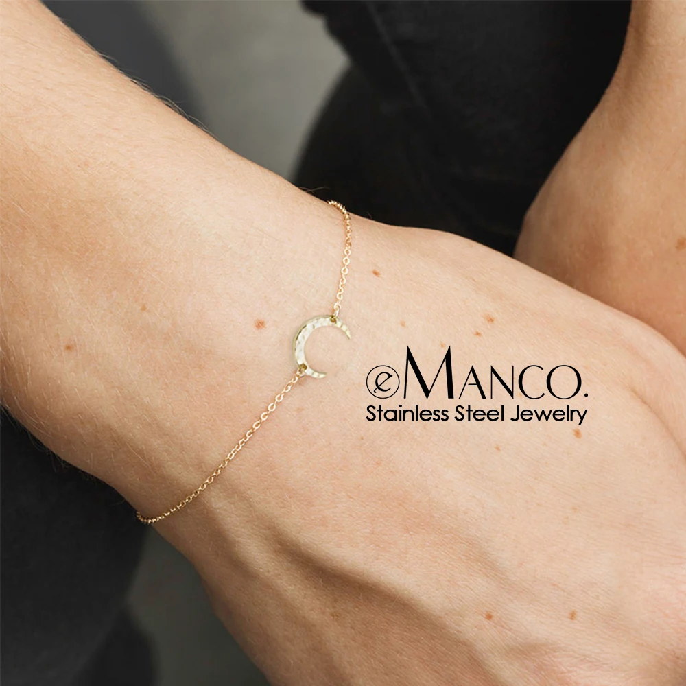 eManco Ladies Simple Stainless Steel Bracelets Moon Charm Bracelet for women Gold Color Brand Fahsion Jewelry
eManco Ladies Simple Stainless Steel Bracelets Moon Charm Bracelet for women Gold Color Brand Fahsion Jewelry