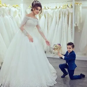 Robe de mariage Floor Length Wedding Dresses Princess Elegant Long Sleeves Bridal Gowns 2019 A Line Vestidos De Noiva
Robe de mariage Floor Length Wedding Dresses Princess Elegant Long Sleeves Bridal Gowns 2019 A Line Vestidos De Noiva