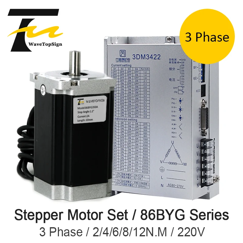 NEMA34 3 Phase 86BYG Series Stepper Motor Step Angle 1.8 4A 6N.M Torque Stepper Motor+Motor Driver 3DM3522
NEMA34 3 Phase 86BYG Series Stepper Motor Step Angle 1.8 4A 6N.M Torque Stepper Motor+Motor Driver 3DM3522