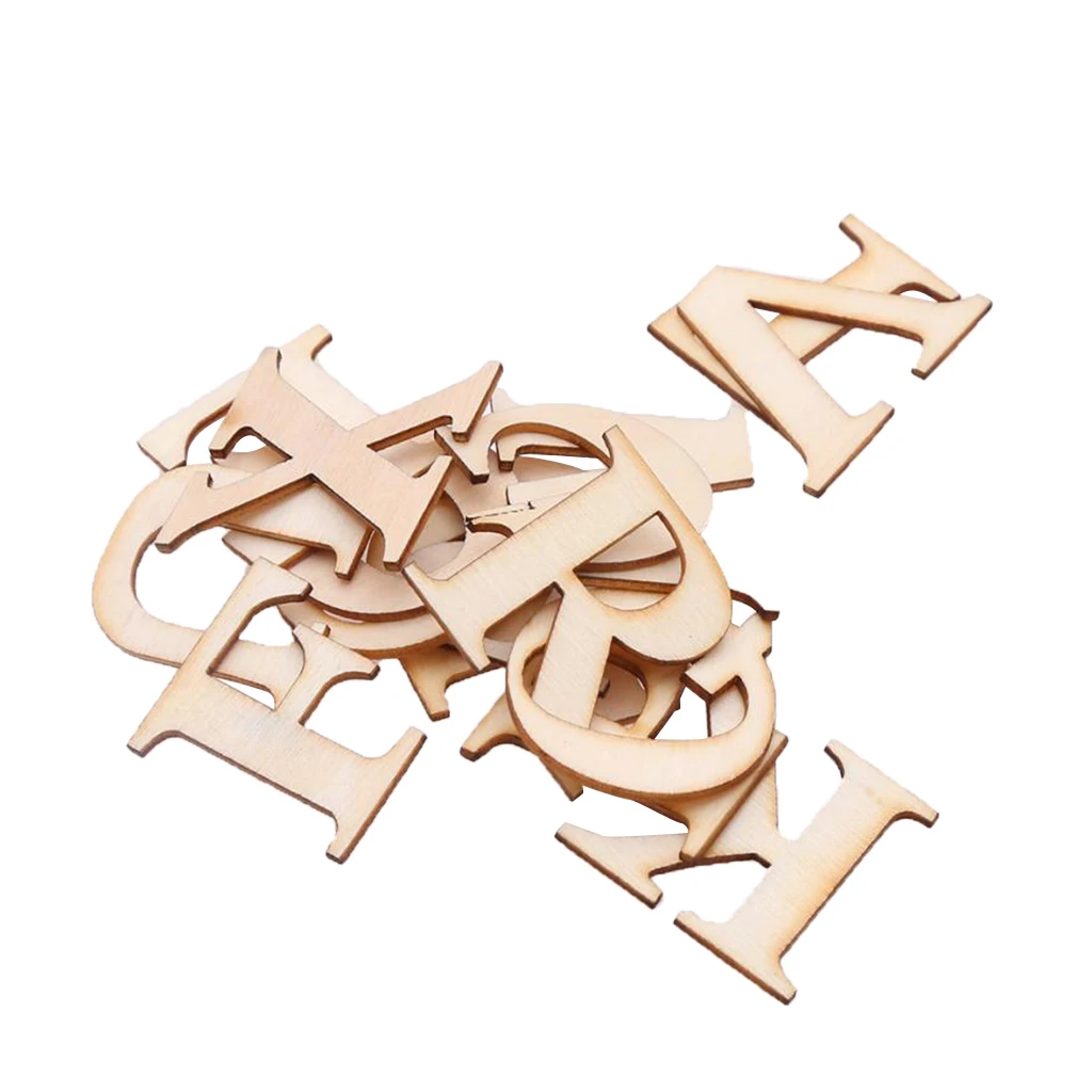 31pcs Unpainted A-Z Alphabet Capital Letters Unfinished Wood Scrapbook Embellishment for Kids Educational Toys 3cm