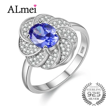Almei Silver 925 Blue Sapphire Big Flower Women Ring Cubic Zirconia Fine Quality Elegant Ladies Rings Jewelry with Box 40% FJ087 
Almei Silver 925 Blue Sapphire Big Flower Women Ring Cubic Zirconia Fine Quality Elegant Ladies Rings Jewelry with Box 40% FJ087
