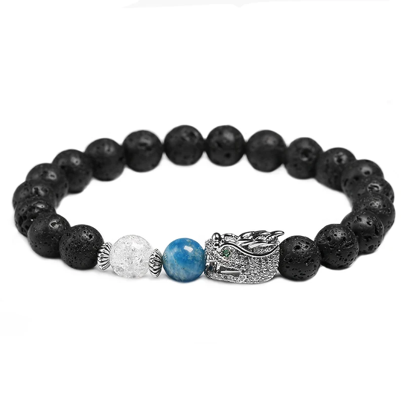 Natural Lava with White burst crystal and apatite 8mm Beads Bracelet For Men CZ Dragon head Bangle Jewelry New Design
Natural Lava with White burst crystal and apatite 8mm Beads Bracelet For Men CZ Dragon head Bangle Jewelry New Design