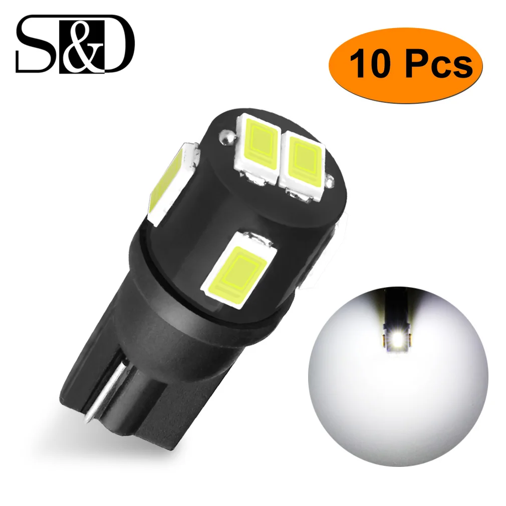 S&D 10pcs T10 W5W LED Bulbs 194 168 Super Bright Car Lights Interior License Plate Bulb Dome Light Reading Lamp White Auto 12V
S&D 10pcs T10 W5W LED Bulbs 194 168 Super Bright Car Lights Interior License Plate Bulb Dome Light Reading Lamp White Auto 12V