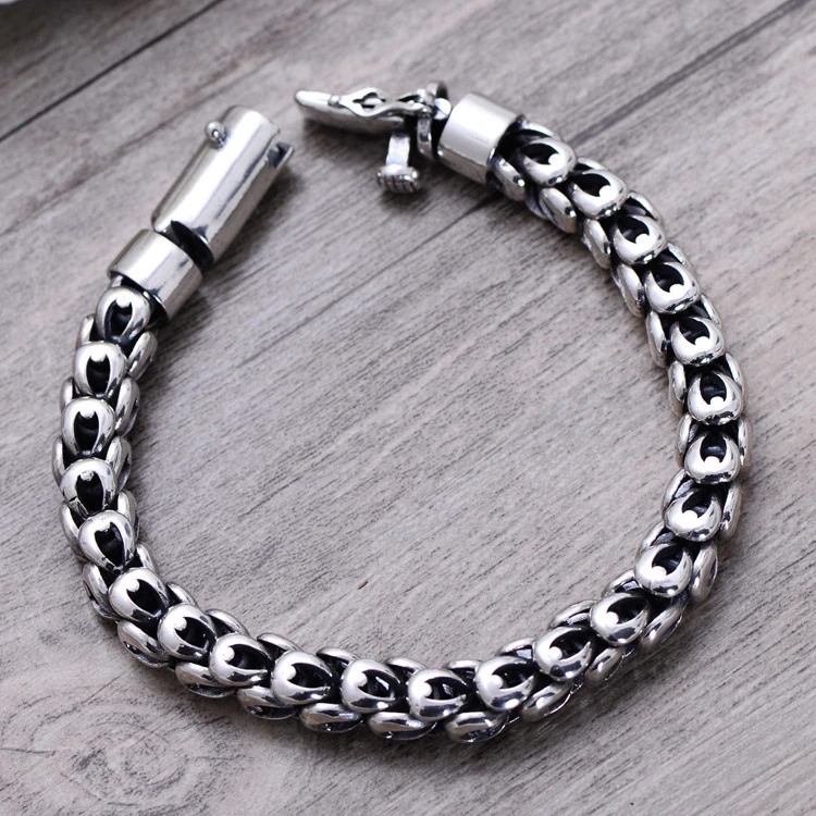 S925 Sterling Silver Jewelry Retro Thai Silver Domineering Men's Silver Bracelet Bolts Simple Design
S925 Sterling Silver Jewelry Retro Thai Silver Domineering Men's Silver Bracelet Bolts Simple Design