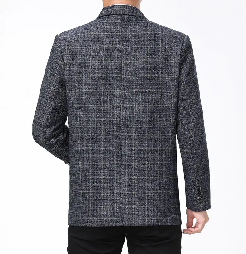WAEOLSA Spring Autumn Men Plaid Blazers Blue Gray Suit Jackets Man Elegance Blazer Hombre Check Texture Tailored Jackets Male Outfits (11)
