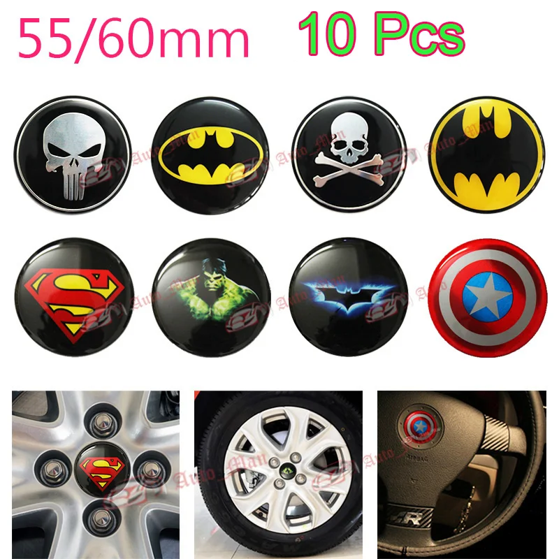 10Pcs Universal 55mm/60mm Auto Motorcycle Car Steering Tire Wheel Center Hub Emblem Decal Sticker Punisher/Batman/superman etc
10Pcs Universal 55mm/60mm Auto Motorcycle Car Steering Tire Wheel Center Hub Emblem Decal Sticker Punisher/Batman/superman etc