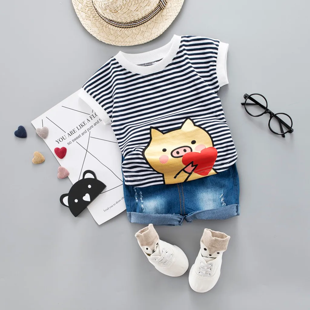 Baby Boys Girls Summer Clothes Toddler Kids Baby Cartoon Print Striped T Shirt Jeans Shorts 2 Pieces Sets Clothes Outfits gg
Baby Boys Girls Summer Clothes Toddler Kids Baby Cartoon Print Striped T Shirt Jeans Shorts 2 Pieces Sets Clothes Outfits gg