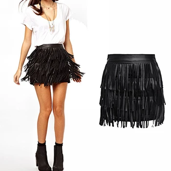 Women Lady Summer High Waist Punk Rock Solid Color Party Dancing Black PU Leather Fringes Tassel Decor Short Mini Skirt New
Women Lady Summer High Waist Punk Rock Solid Color Party Dancing Black PU Leather Fringes Tassel Decor Short Mini Skirt New