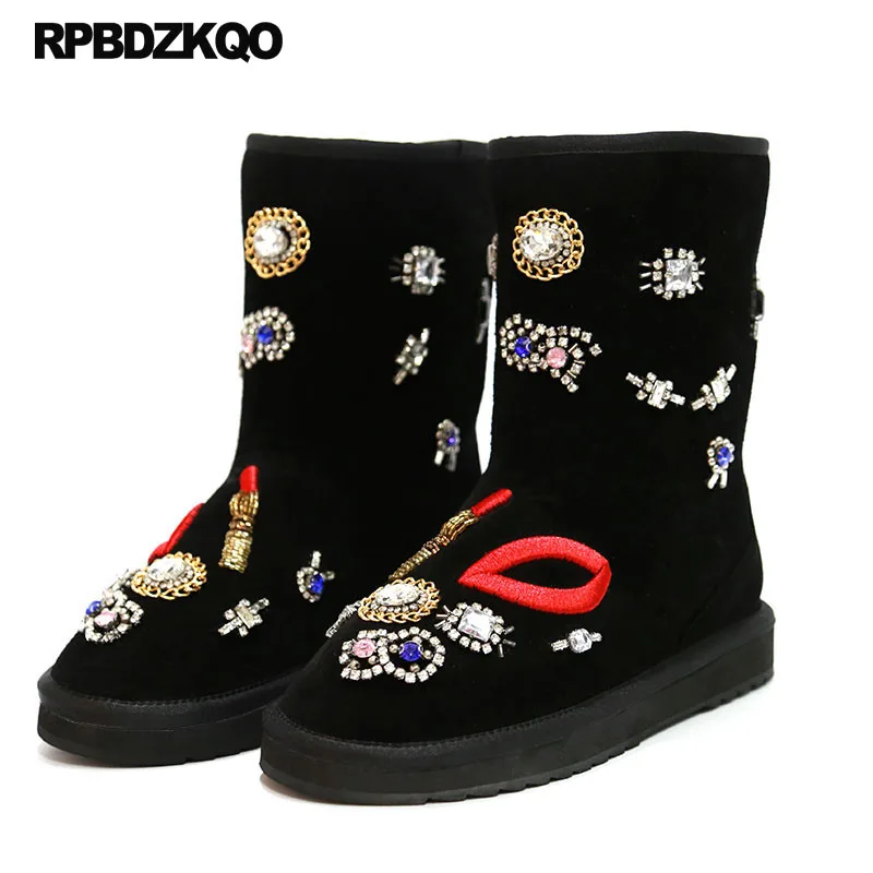 Australian Shoes Ankle Chain Embroidery High Quality Rhinestone Snow Brand Women Winter Boots Genuine Leather Embroidered Black
Australian Shoes Ankle Chain Embroidery High Quality Rhinestone Snow Brand Women Winter Boots Genuine Leather Embroidered Black