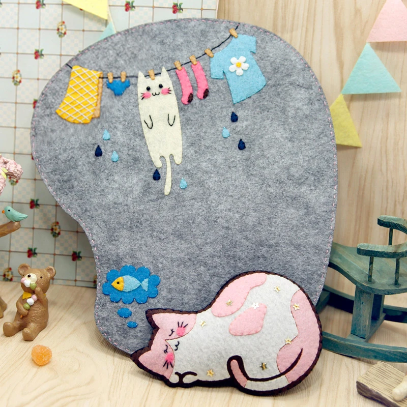 Buatan Tangan Merasa Mouse Mat Jahit Kain Seni Jahit Melindungi Pergelangan Tangan Anti Slip Mouse Pad Bebas Cut Merasa Diy Paket 21x27cm Package Aliexpress