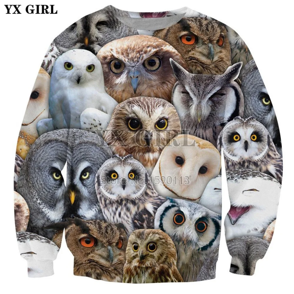 YX GIRL Brand Hoodies 2018 Fashion Men/Women Long Sleeve Outerwear Animal Funny owl 3d Print Novelty casual Sweatshirts
YX GIRL Brand Hoodies 2018 Fashion Men/Women Long Sleeve Outerwear Animal Funny owl 3d Print Novelty casual Sweatshirts