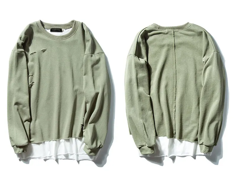 Ripped Double Layer Hoodies 1