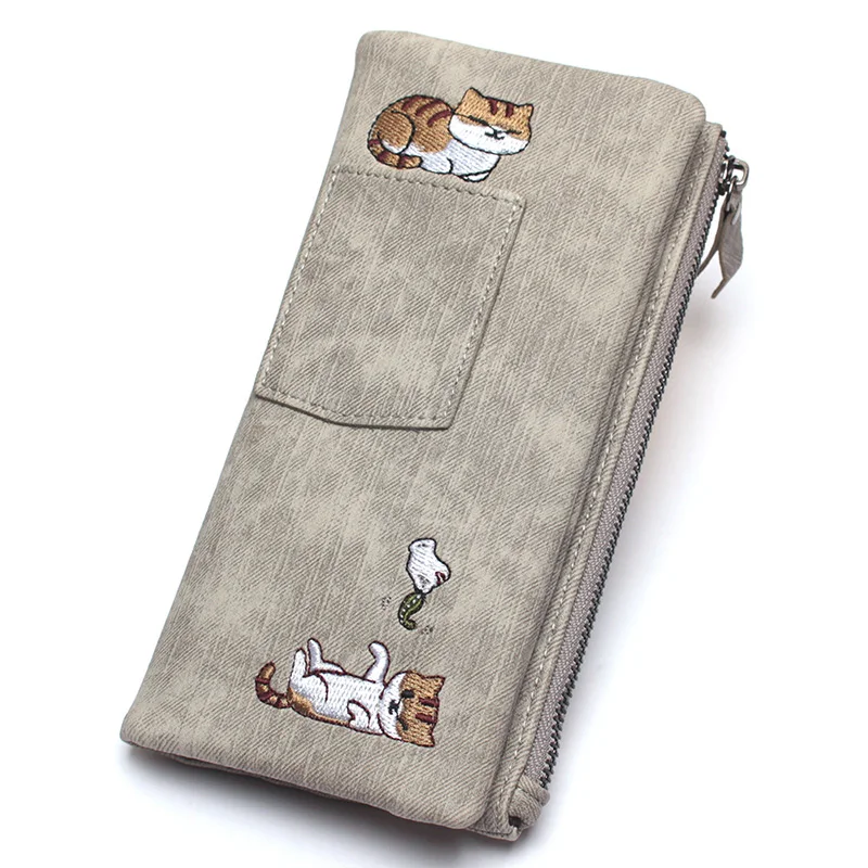 Women Long Wallet Teenage Girls Cat Embroidery Canvas Coin Purse Card Holder Ladies Large Capacity Fashion Jeans Style Money Bag
Women Long Wallet Teenage Girls Cat Embroidery Canvas Coin Purse Card Holder Ladies Large Capacity Fashion Jeans Style Money Bag