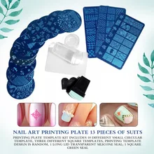 13 pièces ongles estampage plaques impression plaque Image timbres plaque Nail Art décor manucure outils modèles estampage Nail Art(China)