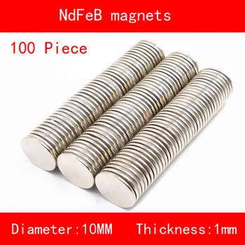 100PCS diameter 10*1mm n35 N52 Rare Earth strong NdFeB Neodymium Magnet