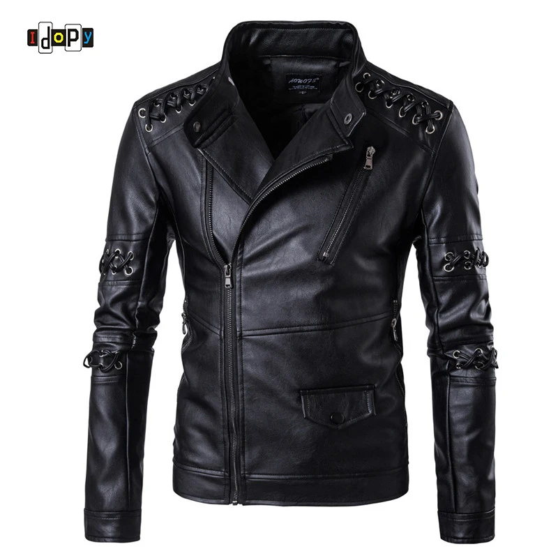 Idopy Men's Black Biker Faux Leather Jackets Lace Up Steampunk Style Motorcycle PU Coats Plus Size M-5XL For Male
Idopy Men's Black Biker Faux Leather Jackets Lace Up Steampunk Style Motorcycle PU Coats Plus Size M-5XL For Male