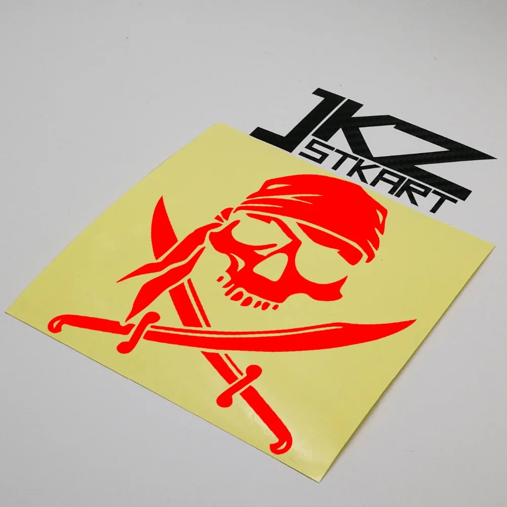

JKZ STKART Vinyl Die Cut Sticker Car Decal Head Scarf Pirate Skull 12.8 x12cm for Motor Bike Laptop Helmet Decorated Sticker