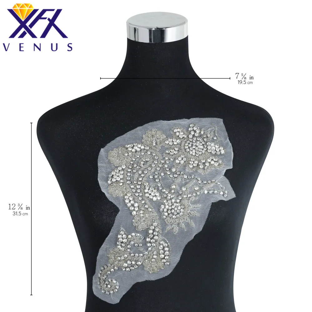 XINFANGXIU Silver Rhinestones Crystal Beads Design Patches Embroidered Bridal Applique for Wedding Party Dress Trimming
XINFANGXIU Silver Rhinestones Crystal Beads Design Patches Embroidered Bridal Applique for Wedding Party Dress Trimming