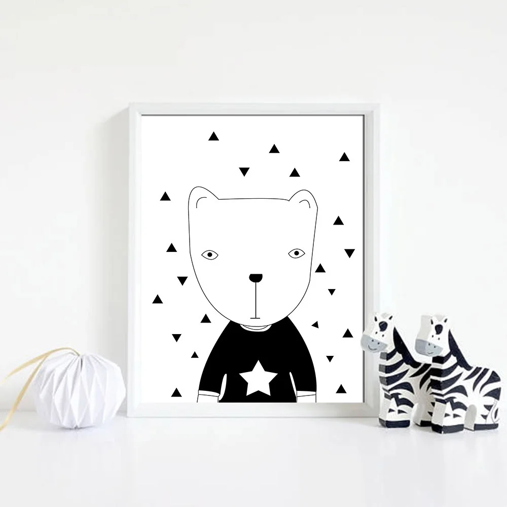 Black-White-Cartoon-Bear-Nordic-Poster-Nursery-Canvas-Wall-Art-Print-Modern-Painting-Decorative-Picture-Boys(3)