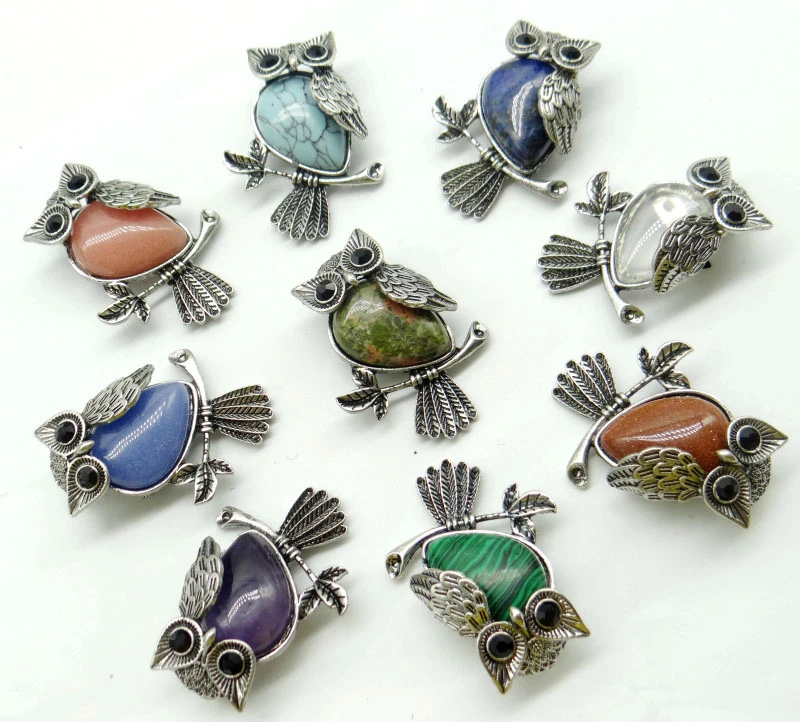 wholesale 12pcs Vintage Silver Plated Owl Natural Stone tiger eye Turquoises lapis Brooch For Women Charms Jewelry Brooches
wholesale 12pcs Vintage Silver Plated Owl Natural Stone tiger eye Turquoises lapis Brooch For Women Charms Jewelry Brooches
