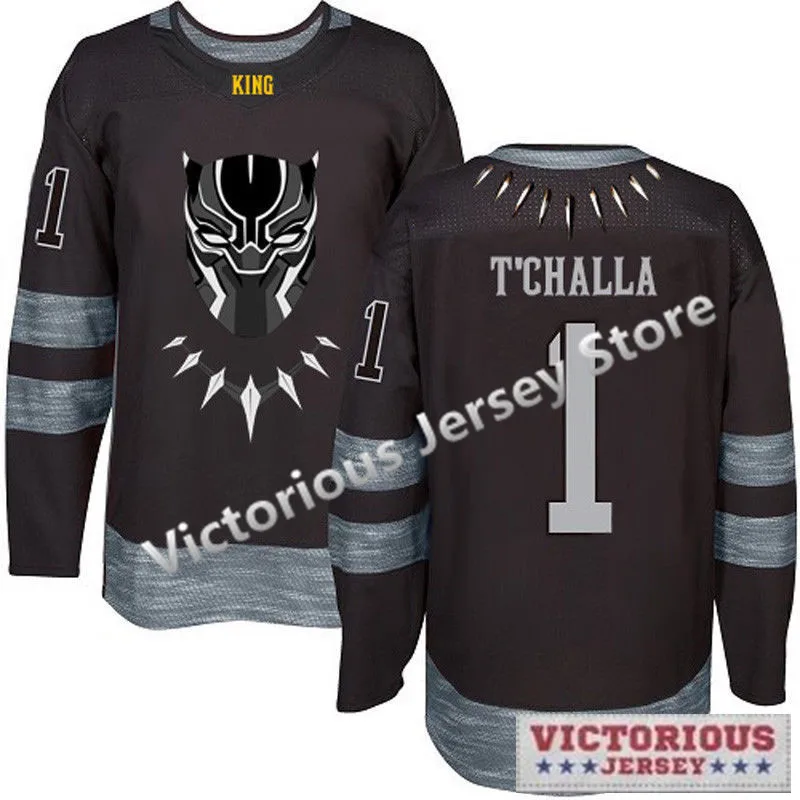Minanser T'Challa #1 The Black Panther Movie Hockey Jersey Superhero Marvel Comics Black Men
Minanser T'Challa #1 The Black Panther Movie Hockey Jersey Superhero Marvel Comics Black Men