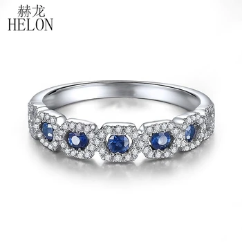 HELON Solid 18K White Gold 0.4ct Natural Sapphires 0.25ct Diamonds Wedding Ring Engagement Band Unique Women Gemstone Jewelry
HELON Solid 18K White Gold 0.4ct Natural Sapphires 0.25ct Diamonds Wedding Ring Engagement Band Unique Women Gemstone Jewelry