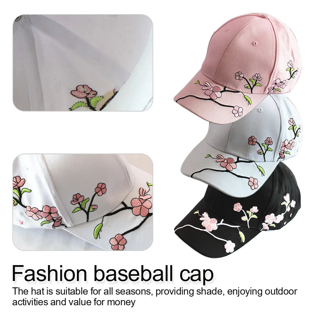 Women Summer Hats Symmetrical Flower Embroidery Built-in insulation Knitted Hats Plum Flower embroidery Baseball Cap Adjustable
Women Summer Hats Symmetrical Flower Embroidery Built-in insulation Knitted Hats Plum Flower embroidery Baseball Cap Adjustable