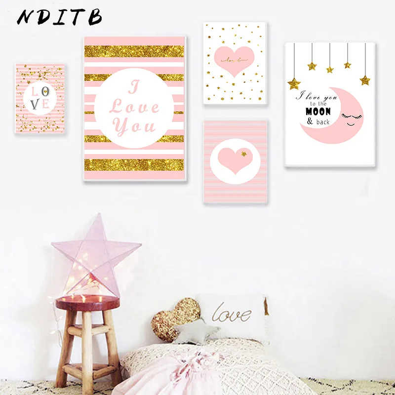 Baby Nursery Wall Art Canvas Poster Simple Print Pink Heart Moon Painting Nordic Kid Decoration Picture Girls Bedroom Decor
Baby Nursery Wall Art Canvas Poster Simple Print Pink Heart Moon Painting Nordic Kid Decoration Picture Girls Bedroom Decor