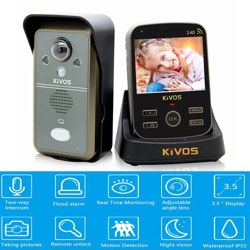 KiVOS Wireless Video intercom Doorbell Smart Video Intercom Camera for Private House Store Remote Control Video-eye intercom
KiVOS Wireless Video intercom Doorbell Smart Video Intercom Camera for Private House Store Remote Control Video-eye intercom