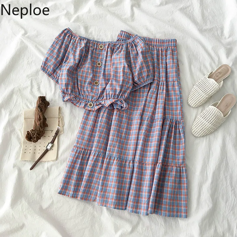 Neploe 2019 New Fashion Plaid Women's 2 Piece Set Off Shoulder Crop Tops Elastic Waist Skirt Two Piece Suit Elegant Lady Outfits
Neploe 2019 New Fashion Plaid Women's 2 Piece Set Off Shoulder Crop Tops Elastic Waist Skirt Two Piece Suit Elegant Lady Outfits