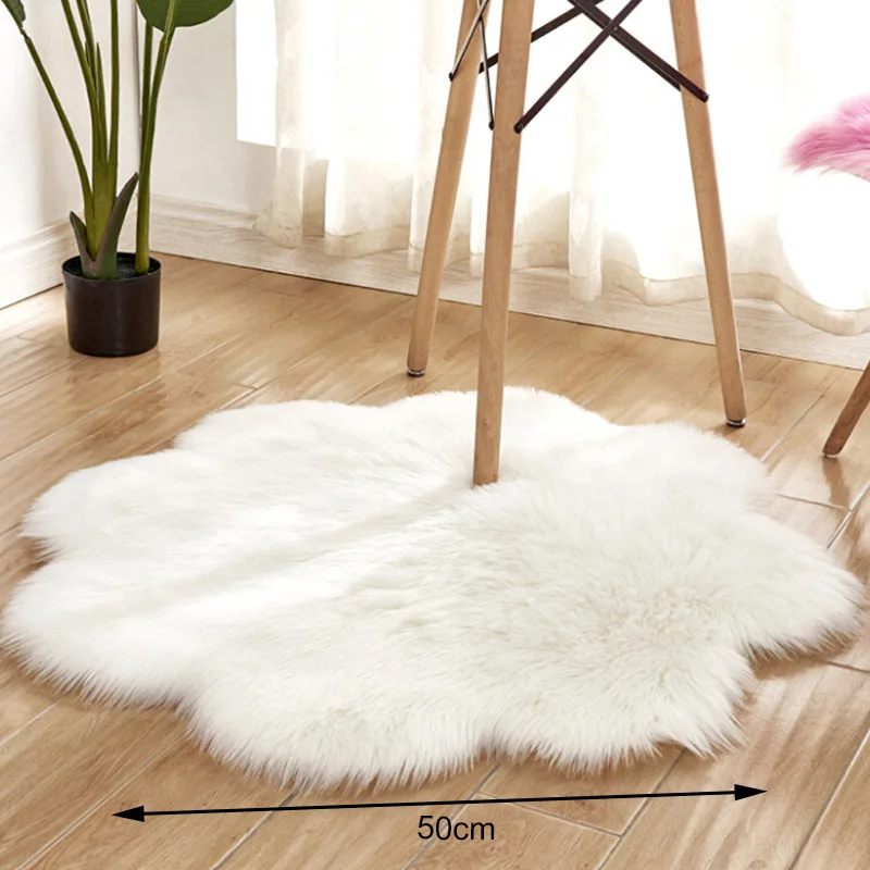 Fluffy Rug Carpets For Living Room Decor Faux Fur Carpet Kids Room Long Plush Rugs Bedroom Shaggy Area Rug Round Star Flower Mat Check Carpets Frieze