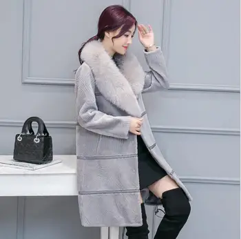 New sheep sheared fur coat female long section Lamb Fur fashion temperament jacket fox fur High Street winter coat 
New sheep sheared fur coat female long section Lamb Fur fashion temperament jacket fox fur High Street winter coat