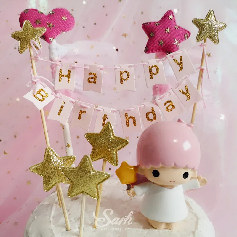 Gold Pink Heart Star Crown Yarn "Happy Birthday" Cake Topper for Party Decoration Dessert lovely Gifts
Gold Pink Heart Star Crown Yarn "Happy Birthday" Cake Topper for Party Decoration Dessert lovely Gifts