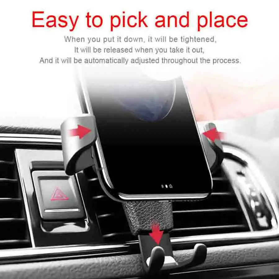 Car Qi Wireless Charger Air Vent Clip Stand For iPhone XR XS Samsung Xiaomi Universal Mobile Phone Car Gravity Holder Support (12)