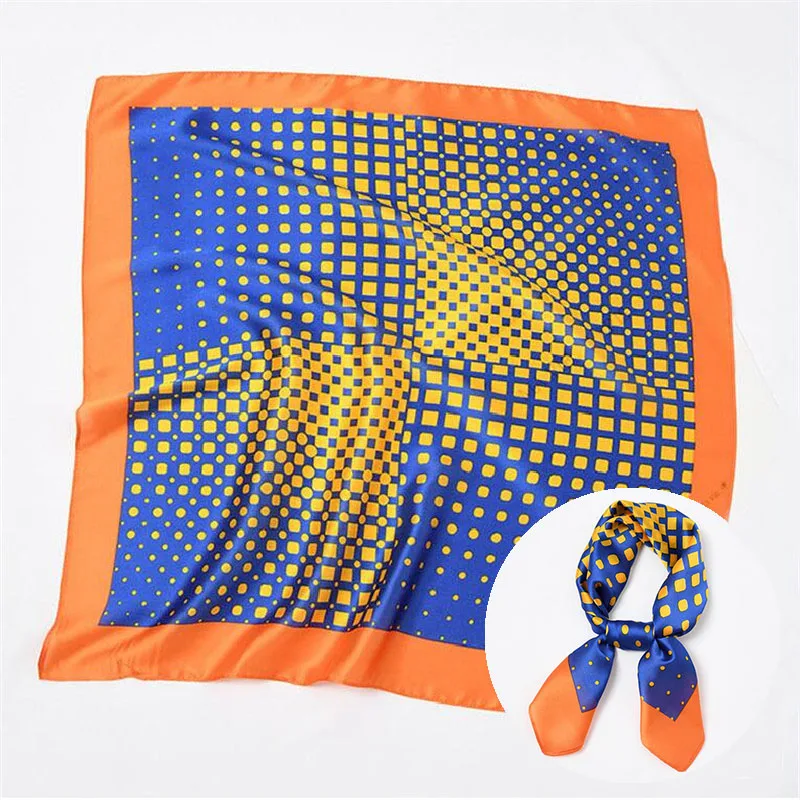 2019 New Women Scarf Silk Wrap Elegant Plaid Patchwork Color Print Headband Blue Orange Neck Tie Band Neckerchief Square Scarves
2019 New Women Scarf Silk Wrap Elegant Plaid Patchwork Color Print Headband Blue Orange Neck Tie Band Neckerchief Square Scarves
