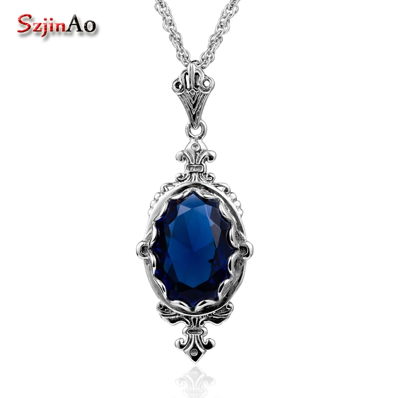 Szjinao Fashion Woman Big Stone Vintage Pendant Sapphire Real 925 Sterling Silver Crystal Pendant Oval Bohemia Body Jewelry
Szjinao Fashion Woman Big Stone Vintage Pendant Sapphire Real 925 Sterling Silver Crystal Pendant Oval Bohemia Body Jewelry