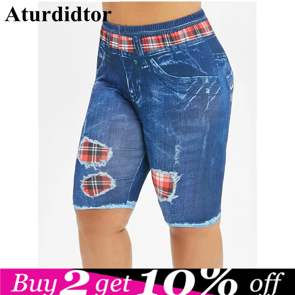 Deep Blue Denim Knee Length Jeans Women Plus Size Shorts Elastic Skinny Female Plaid Panel Print Trouser High Waist Capris Pants
Deep Blue Denim Knee Length Jeans Women Plus Size Shorts Elastic Skinny Female Plaid Panel Print Trouser High Waist Capris Pants