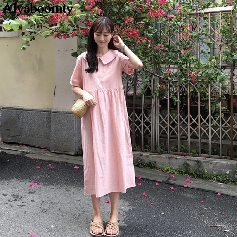 Mori Girl Summer Women Midi Dress Peter Pan Collar Casual Pink Femininos Vestidos Cotton Elegant Sweet Ladies Long Dress
Mori Girl Summer Women Midi Dress Peter Pan Collar Casual Pink Femininos Vestidos Cotton Elegant Sweet Ladies Long Dress