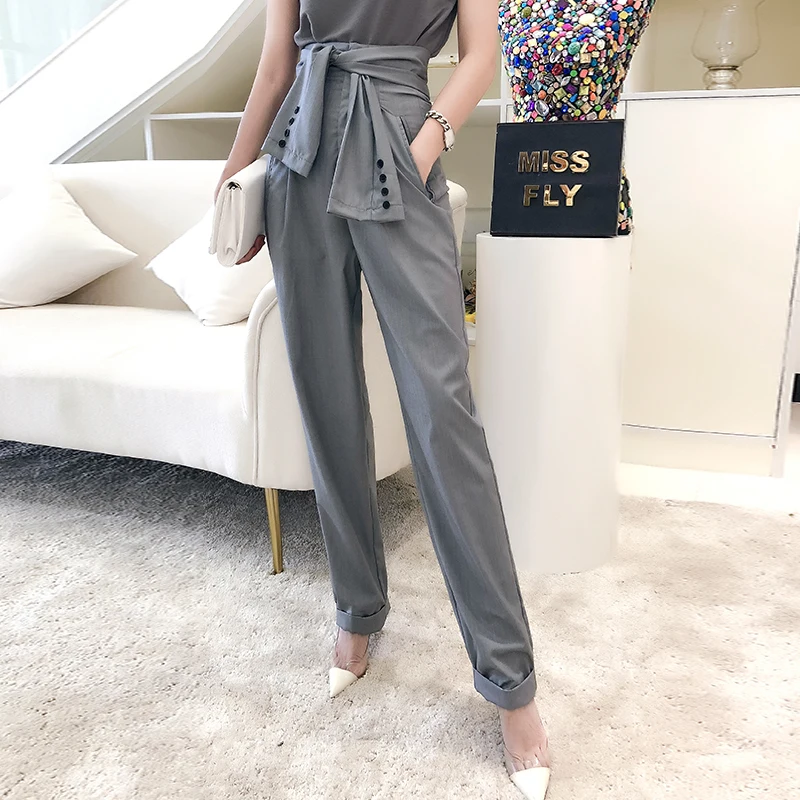 New Personality Tied Sleeves High Waist Radish Pants Female Autumn Korean Version of The Tie Casual Pants
New Personality Tied Sleeves High Waist Radish Pants Female Autumn Korean Version of The Tie Casual Pants