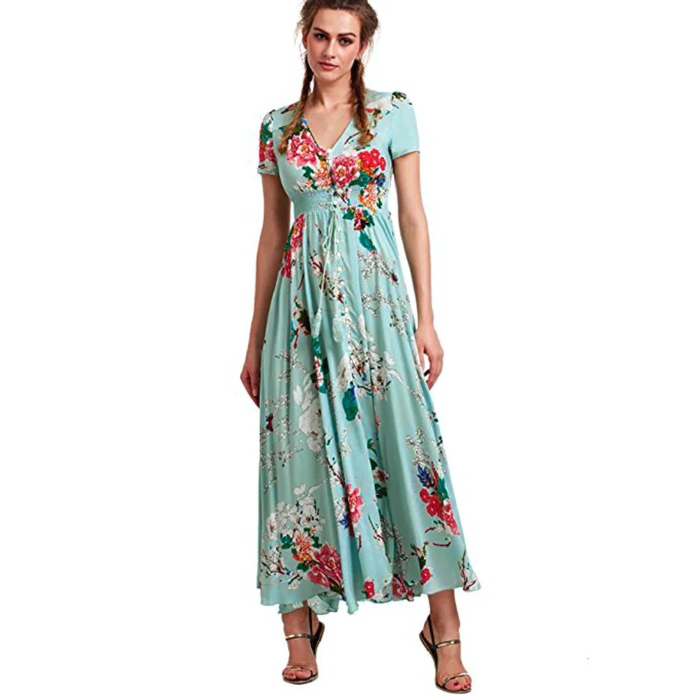 FEITONG/модное женское платье из органической ткани Пляжное Платье макси с
