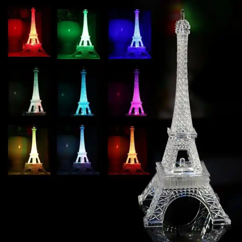 3d Romantic France Eiffel Tower Paris Tower Ciolorful Led Night