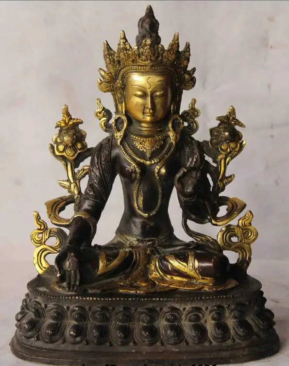 S06173 Tibet Buddhism Bronze Copper gild Temple White Tara Kwan-yin Bodhisattva Statue 
S06173 Tibet Buddhism Bronze Copper gild Temple White Tara Kwan-yin Bodhisattva Statue