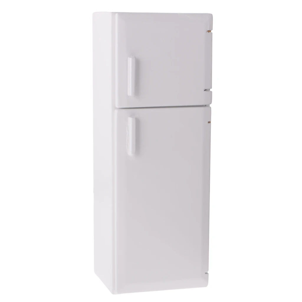 1/12 Dollhouse Miniature Kitchen White Wooden Fridge Refrigerator Freezer 1:12 Doll House Decor Classic Toys for Child Kids Gift