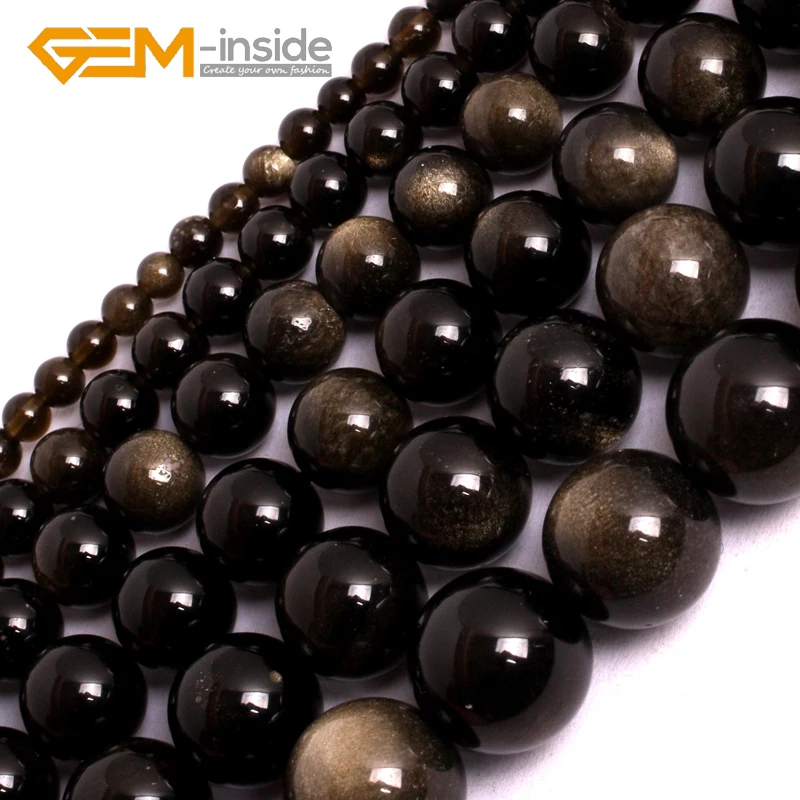Natural 8mm Negro Obsidiana Arco Iris De Los Ojos Gemas redonda suelta granos Strand 15 pulgadas