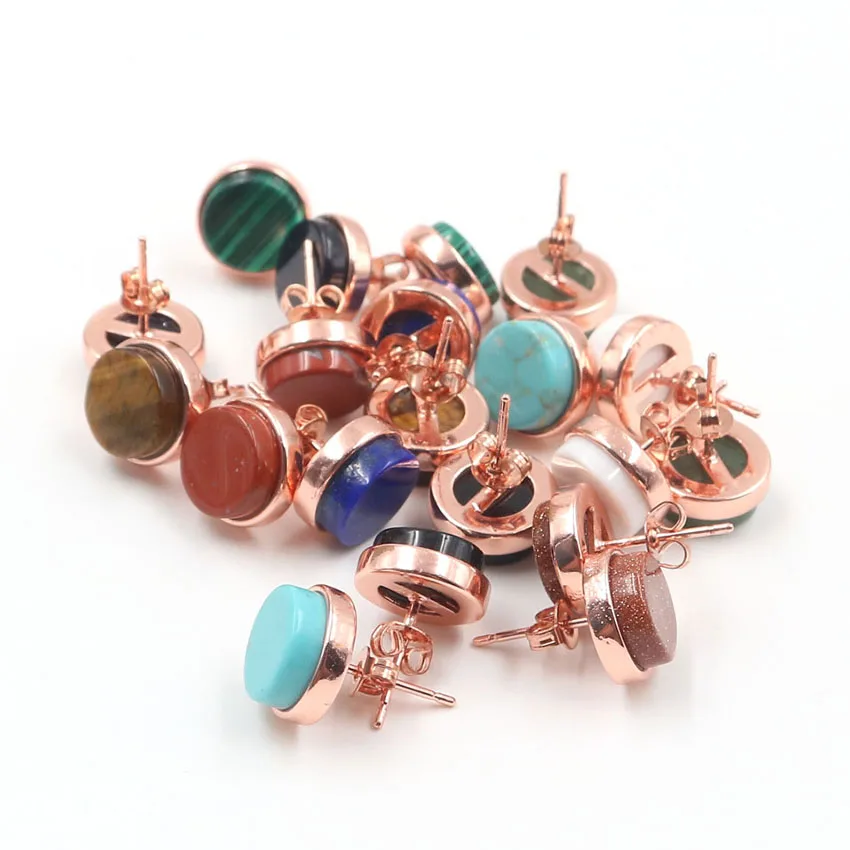xinshangmie 1 Pair Rose Gold Round Stud Earrings Simple Design Natural Tiger Eye Stone Lapis Lazuli Etc.Female Charms Jewelry
xinshangmie 1 Pair Rose Gold Round Stud Earrings Simple Design Natural Tiger Eye Stone Lapis Lazuli Etc.Female Charms Jewelry