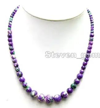 

Genuine 4-12mm Perfect Round Purple Multicolor Natural High quality Stone 18" gradual necklace-nec5860