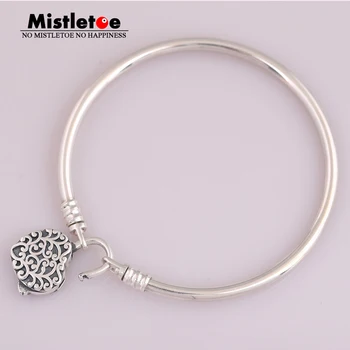 Mistletoe Authentic 925 Sterling Silver Smooth Silver Padlock Bangle, Regal Heart European Jewelry
Mistletoe Authentic 925 Sterling Silver Smooth Silver Padlock Bangle, Regal Heart European Jewelry