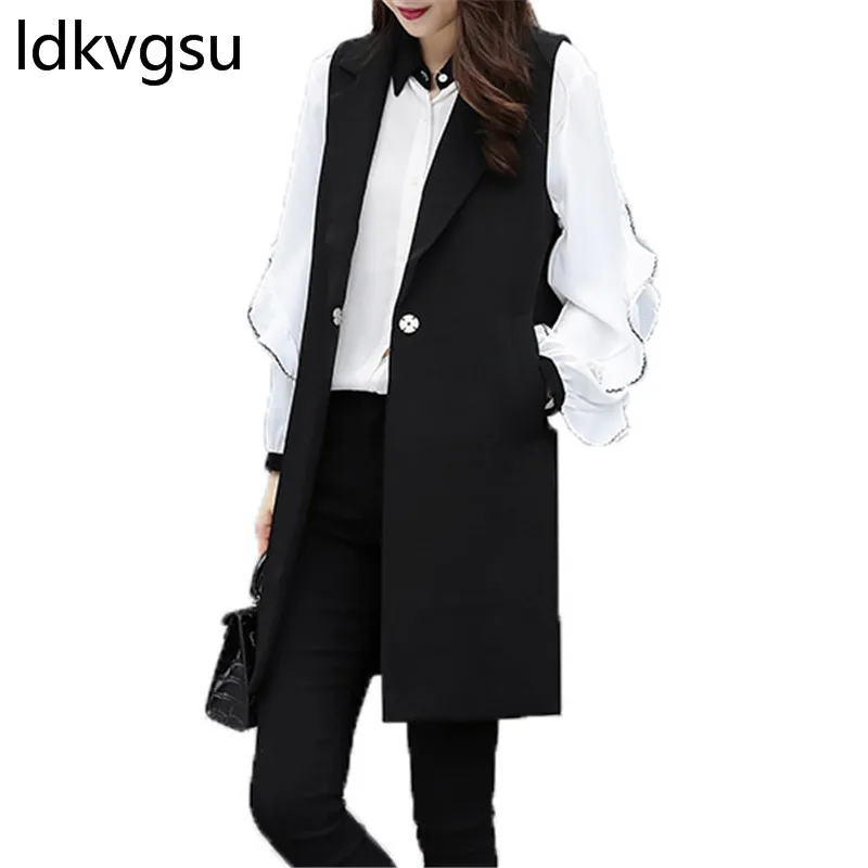 2019 Large Size 2 Piece Women Set Spring Autumn New OL White Blouse+Long Black Blazer Waistcoat Fashion Ladies Suits f038
2019 Large Size 2 Piece Women Set Spring Autumn New OL White Blouse+Long Black Blazer Waistcoat Fashion Ladies Suits f038